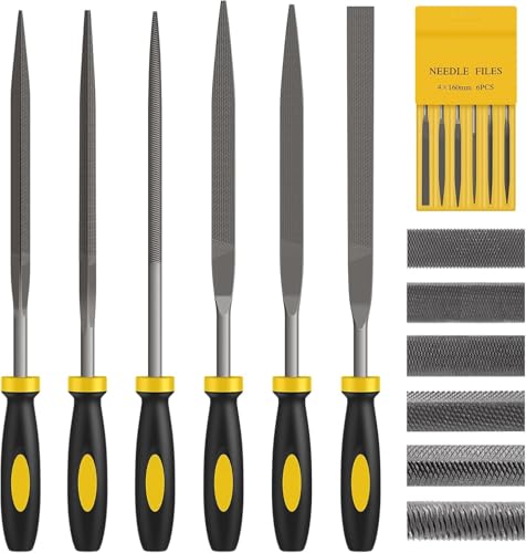 Hochwertiges 6-teiliges Nadelfeilen-Set mit ergonomischem Design und einfacher Handhabung für Hartmaterialien wie Metall, Holz, Schmuck, Spiegel, Glas, Fliesen und Keramik