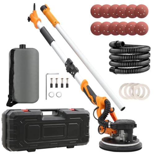 Trockenbauschleifer GUIVACI 1250W, 5 Geschwindigkeiten, Schleifteller Ø225 mm, LED-Licht, Staubabsaugung mit Schlauch, Aufbewahrungstasche