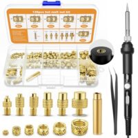 138 Stück Gewindeeinsätze für Lötkolben, Temperatur einstellbar bei 60W, M2/M3/M4/M5/M6/M8, Messing Gewindeeinsätze für Einschmelzen in 3D-Druck-Teilen