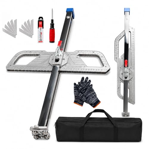 Gipskarton-Schneider mit Doppel-Führung, ideal für Trockenbau-Arbeiten, präzises Schneiden von Gipskartonplatten, inkl. Tragetasche und Handschuhe