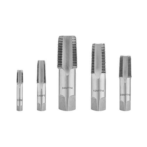 Gunpla NPT Rohrgewindebohrer Set Form C-G, 5-teiliges Set mit verschiedenen Größen von G1/8" bis G3/4", Bohrer aus legiertem Stahl mit verchromter Oberfläche und hoher Härte