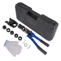 Professionelle Presszange V-Kontur mit hydraulischem Max.-Arbeitsdruck von 80 kN, ideal für Crimpen von PPR-, PEX-, PB- und PE-Rohren sowie Aluminium-Kunststoffrohren.