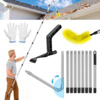 Dachrinnenreiniger mit Teleskopstiel und 180° schwenkbarem Kopf, ideal für Dachrinnen und Gärten ohne Leiter nötig