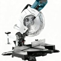 Professionelle Kapp- und Gehrungssäge mit Laser, kompatibel mit Makita 18V Lithium-Akku (On Akku), Ø 210mm Sägeblatt, Schrägschnitte von 0-45°, Tischplatte aus Aluminiumdruckguss