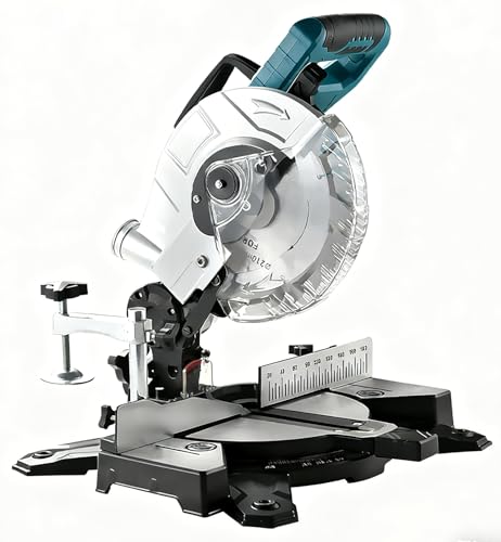 Professionelle Kapp- und Gehrungssäge mit Laser, kompatibel mit Makita 18V Lithium-Akku (On Akku), Ø 210mm Sägeblatt, Schrägschnitte von 0-45°, Tischplatte aus Aluminiumdruckguss