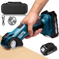 Elektrische Kartonschneiderin mit 2000mAh Akku, Max. Schnittstärke 9 mm, kabelloses Rollen und Teppich schneiden mit LED-Licht & USB-C Kabel, kompatibel mit Makita 18V Akku