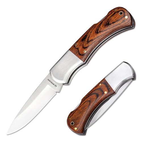 Magnum Handwerksmeister 1 EDC Taschenmesser mit 440A Klinge und Pakkaholz Griff. Kleines hochwertiges EDC Klappmesser für den Alltag.