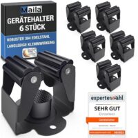 Maila Gerätehalter Set, 6er Pack, Schwarz, Robust Edelstahl, Wandhalterung für Besen und Werkzeuge