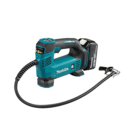 Luftpumpe von Makita 18 V Li-Ion mit integriertem Manometer und LED-Beleuchtung für Auto- und Fahrradreifen sowie Sportballen