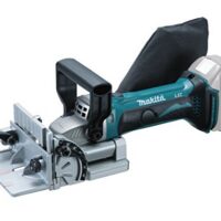 Makita Akku-Nutfräse 18 V im Makpac, DPJ180ZJ. Hochwertige Nutfräse mit innovativer Technologie für handelsfühliche Holzflachdoppel und Fugenarbeit.