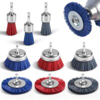 9 Stück Nylon-Bürsten für Bohrmaschinen und Akkuschrauber, Nylonbürste mit Sechskantschaft für Metall, Holz und Stein, 3 Härtegrade