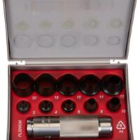 Paffrath Satz koppelbarer Lochstanzer, Durchmesser 3-20 mm, Werkzeug für Heimwerker-Aufgaben, ergonomischer Halter mit seitlichem Griff, patentierter 2-Komponenten-Griff und verstärkter Schlagkopf