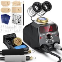Preciva 939D VI Doppelstift brandmalerei brennpeter für Holz mit Digitalanzeige und 20 Drahtspitzen, abnehmbarer Holzbrennstift und Zubehör