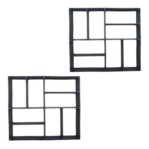 Pflastersteine, Garten-Trittsteine, Beton-Gießformen aus PP-Material, schwarz, 2er Set, individuelle Gartengestaltung