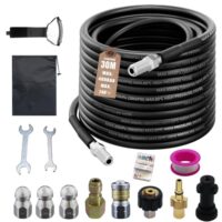 Rohrreinigungsschlauch Set 30m, 400 bar, mit Adapter und Düse, Universal Rohrreinigungsset, kompatibel mit Hochdruckreinigern von Kärcher und Bosch