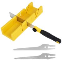 Gehrungslade mit Japansäge Set, 45°, 90° & 135° Schnittwinkel, 4-teiliges Handhabeset und Schneidlade mit 3 Sägeblättern für präzise Holzarbeit