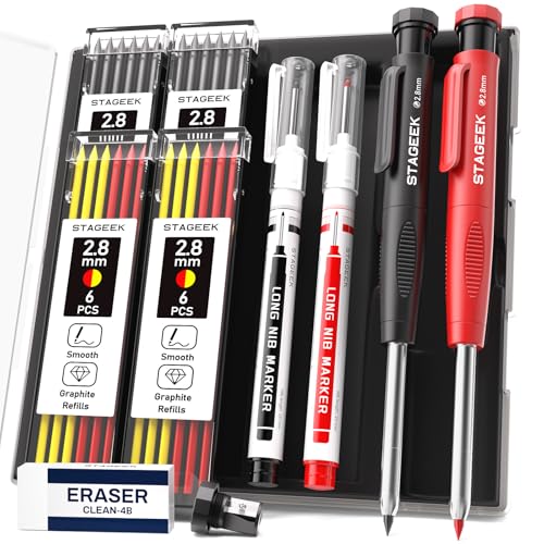 Bleistifte Set mit 2 Zimmermannsbleistiften und Markierstift, ideal für Tischlern und Holzbearbeiter