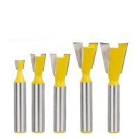 Hochwertiges Fräser-Set mit 5 exzellenten Router-Bits für Holzbearbeitung und Gravuren auf Holz. Industriequalität, 8mm Schaft, Schwalbenschwanzverbindung, 14 Grad Fräser und Gravur Bit.