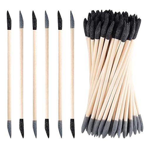50 Stück Doppelendige Schleifstäbchen, Schwarz/Grau, 150# und 280#, Holzschleifzweige für Modellbau, Nagelkunst und Holzbearbeitung