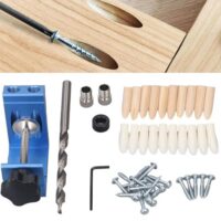 Schrägloch Stanzvorrichtung Set, 46Pcs Pocket Hole Jig Kit Holzarbeit Tasche Dübel Loch Jig + Bohrer + Dübel, Aluminiumlegierung Schrägloch Führungen Gelenk Winkel Werkzeug