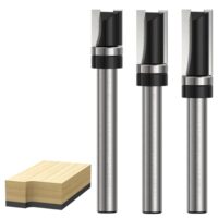 Drei Bündigfräser mit 8mm Schaft und Kopierfräser für Holz, MDF, Spanplatte und Sperrholz-Kompaktplatte - hochwertige Werkzeuge für Fräsarbeiten