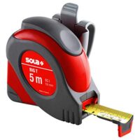 Extrem robustes Maßband mit Gürtelclip, Stahlband, gelb lackiert mit mm Skala, Genauigkeitsklasse I, Rollmeter mit rutschfestem Endhaken, Länge 5m/19mm