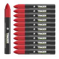 Tracer Fettstift Markierkreide - Forstkreide & Markierstift für Baustelle, 12 Stück Rot - Leuchtend rote Farbe, präzise Linien, widerstandsfähig, ideal für Holz, Metall, Beton, Fliesen, Ziegel, Kunststoff und Glas