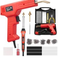 VEVOR Kunststoff-Schweißgerät, 100 W Schweißpistole + 60/100 W Lötkolben, Reparatur-Set mit Heißklammern und Schweißstäben für Auto-Stoßstangen, Kajaks, Elektronik, Spielzeug