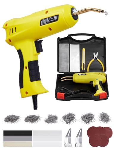 Das VEVOR Kunststoff Schweißgerät ist ein leistungsstarkes Werkzeug für die Reparatur von Kajaks, Spielzeugen und Auto-Stoßstangen. Mit 220 W Leistung heizt sich die Schweißpistole auf 450 °C auf.