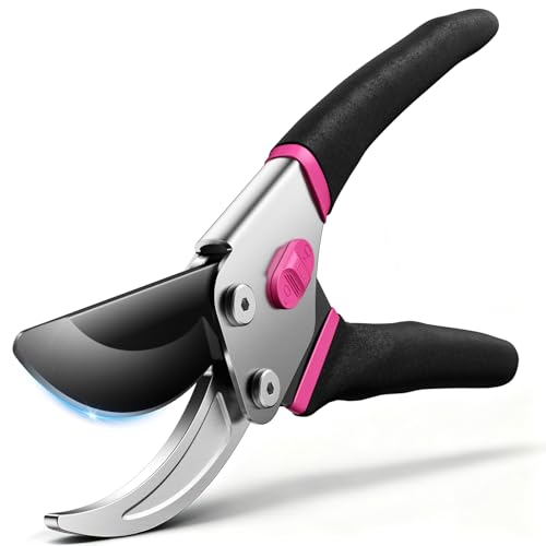 Bypass Gartenschere mit SK5 Klinge, ergonomisches Design und einhand Daumenverschluss für Gartenarbeit