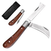 Gartenmesser mit 2 Klingen und Aufbewahrungstasche für Pfropfen, Beschneiden und Jäten im Garten