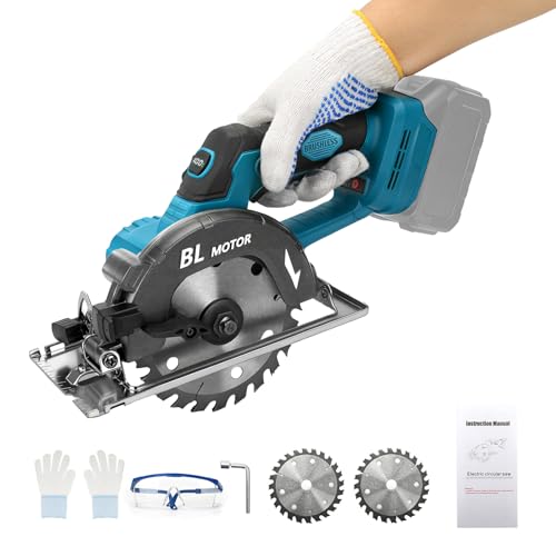5,5 Zoll Akku Handkreissäge Kompatibel mit Makita 18V Batterie, Bürstenloser Motor, Sägeblatt Ø 140mm, 6000RPM, Schnitttiefe 51mm, 0-45°, mit Digitalanzeige
