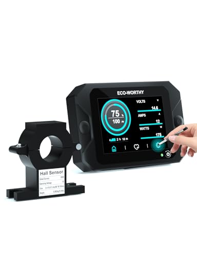 Batteriemonitor mit Alarmfunktion und Touchdisplay von ECO-WORTHY für die Überwachung von 12V, 24V, 36V oder 48V Batterien in Wohnmobilen und Solaranlagen