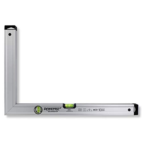 DEWEPRO Aluminium Bauwinkel 90° mit 2 Libellen - Winkel - Maurerwinkel - Messwinkel - Profilwinkel - Aluwinkel - 100x50cm