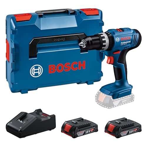 Bosch Professional 18V System Akku Schlagbohrschrauber GSB 18V-25, inklusive 2x 2.0 Ah-Akkus und L-BOXX, hochwertiges Bohrwerkzeug für Garten und Werkstatt