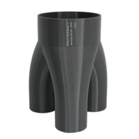 Ergonomischer 3-Weg-Abzweiger für Vakuum- und Saugrohrsysteme, ideal für zentrale Staubsaugern, Industrieabsauganlagen, Zyklonabscheider, Filteranlagen und Laboratorien. Hochwertiges Material (PETG) widerstandsfähig bis 70°C.