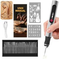 Elektrischer Gravierstift mit 3-Gang-Regler, bis zu 25.000 U/min. Miniaturer Gravierstift für Holz, Metall, Glas und Keramik. Ideal für Hobbyisten und DIY-Projekte.