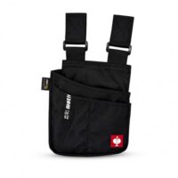 Praktische Werkzeugtasche mit mehreren Fächern und Befestigungsschlaufen, ideal für Handwerker und Heimwerker, schwarze Farbe