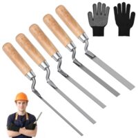 Fugenkellen-Set mit 5 Stücken, Fugenkellen & Brick Jointer mit Handschuhen und Holzgriff für Mauer- und Tile-Tools