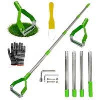 Gartenhacke mit langem Stiel für Unkraut und Steigbügelarbeit, hochwertige Edelstahl-Klinge, ideal für Gartenarbeiten