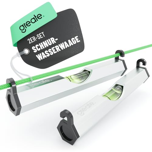 Schnur Wasserwaage aus Aluminium, 2er Pack, 75 mm breit, robuster und langlebiger Mini-Wasserwaagen für Maurerschnüre, Zaunlinien oder Kabeltrassen