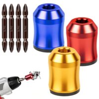 HOTUT 4 Stück Magnetischer Schraubendreher-Aufsatz, 3 Abnehmbarer Schraubenring Bohrmaschinen, Schraubenhalter aus Legierung Bit, Universeller Bithalter für Sechskantschraubendreher und Elektrobits