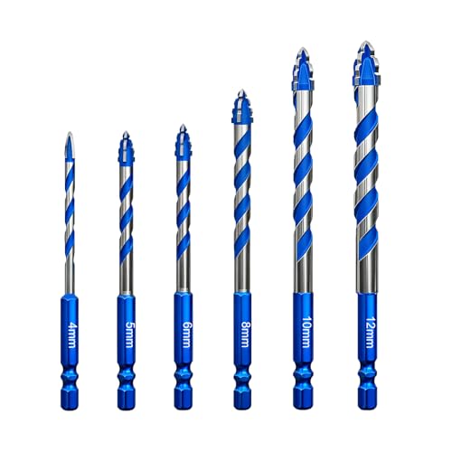HQYQDIDY Fliesenbohrer Set mit 6 Bohrern in verschiedenen Durchmessern, ideal für Fliesen, Keramik, Mauerwerk, Glas und mehr.
