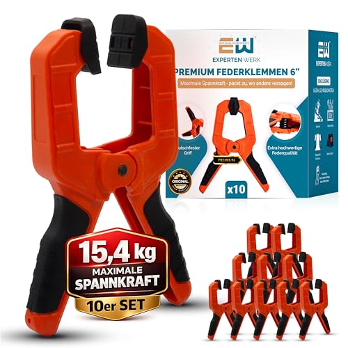 Das ultimative 10er-Set für alle Anwendungen - Klemmzwingen mit extra starker Federkraft und rostgeschützte Hochleistungsfeder - perfekt für Haushalt, Garten, Camping, Pool und Fotostudio