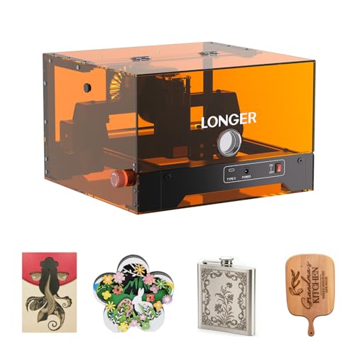 LONGER Ray5 miniS Lasergravierer mit Schutzhaube, Mini Graviermaschine für Holz Leder Acryl, 5.5W, DIY-Projekte - Arbeitsbereich 130 × 120 mm