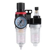 Effektiver Luftkompressorregler für beste Ergebnisse. Nikou-Luftkompressorregler mit Inline-Twin-Luftfilter und Reglerfilter für beste Druckluftqualität in pneumatischen Werkzeugen.