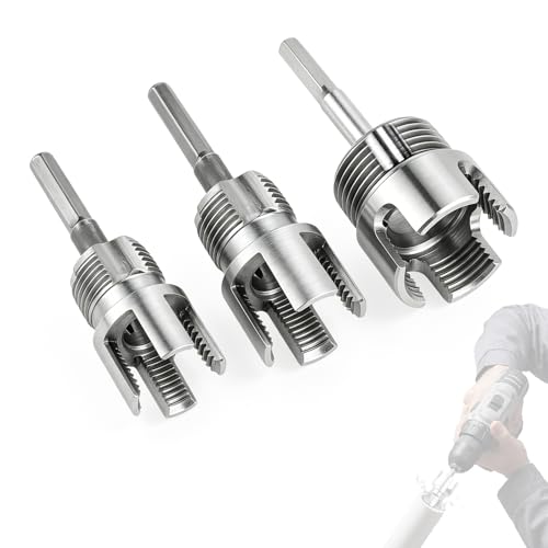 Rohrgewindeschneider-Set 3-teilig, 1/2 Zoll, 3/4 Zoll, 1 Zoll - Innen- und Außengewindeschneider für PVC, PP und PE Wasserrohre
