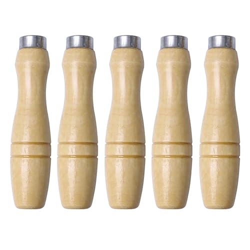 Ergonomischer Holzgriff mit Metallhülse für Schneidwerkzeuge und Schraubendreher, 5 Stück, 4.13 Zoll Handgriff