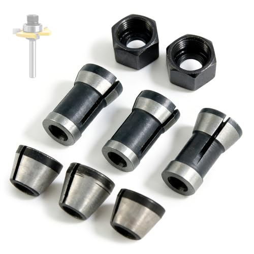 Spannzangen Set 8 Stück, Gravier- und Fräsarbeiten mit Bosch, Einhell, Katsu, Dewalt & Makita kompatibel