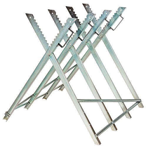 Klappbarer Sägebock für Kettensägen, Arbeitsbock mit vier Stammhalter aus Stahl, ideal für das Sagen von Brennholz und Heimwerken.